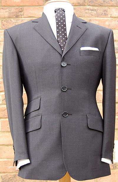 3 Button Plain Suit - Charcoal - All Wool