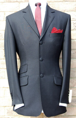 3 Button Mohair Suit - Black 3-Ply Kid Mohair - Wool Blend
