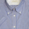 Button Down Short Sleeve Shirt - Blue & White Gingham Check - 100% Cotton