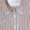 Button Down Short Sleeve Shirt - Red & Navy Blue Stripe - 100% Cotton Oxford