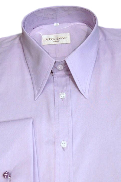 Spear Point Collar Shirt - Plain Lilac Poplin - 100% Cotton