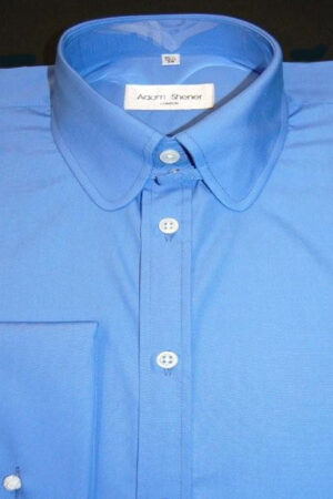Tab Collar Shirt - Poplin Plain French Blue - 100% Cotton