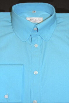 Tab Collar Shirt - Poplin Plain Turquoise - 100% Cotton