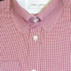 Tab Collar Shirt - Red & White  Small Gingham Check - 100% Cotton