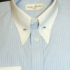 Pin Through Collar Shirt - Blue Stripe with White Collar & Cuff's - Double Cuff - Pin included