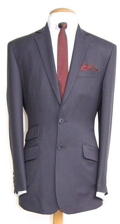 2 Button Suit - Plain Navy Blue - Pure New Wool