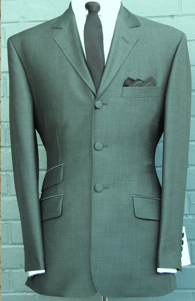 3 Button Mohair Suit - Green-Black 67% Superfine Wool 33% Kid Mohair