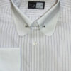Penny Round P T Collar Shirt - Lilac and White Stripe - White Collar & Double Cuffs - Pin included