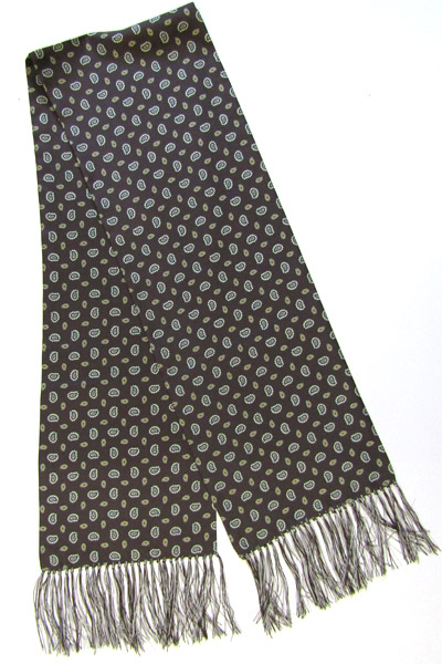 Silk Scarves - Brown-Tan-Blue Paisley