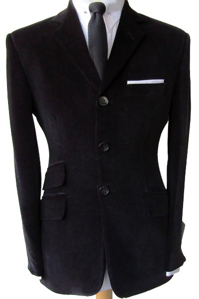 3 Button Velvet Jacket - Black - 100% Cotton