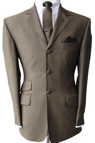 3 Button Tonic Suit - Tan - 60% Wool 30% Polyester 10% Kid Mohair