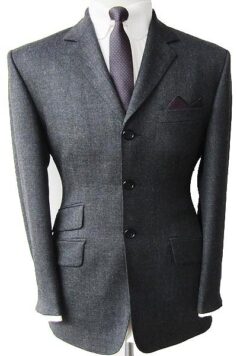 3 Button Plain Suit - Charcoal Grey - All Wool Flannel