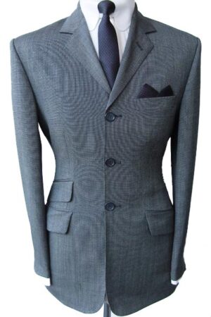 3 Button Single Breasted Check Suit - Black & White Pin Check in 100% Superfine Wool