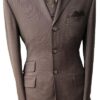3 Button Single Breasted Check Suit - Brown & Tan Pin Check in 100% Superfine Wool