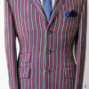 3 Button Boating Blazer - Navy Tan & Red Multi Stripe - All Wool