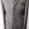 3 Button Single Breasted Check Suit - Brown Prince Of Wales with Burgundy Over Check in 100% Superfine Wool