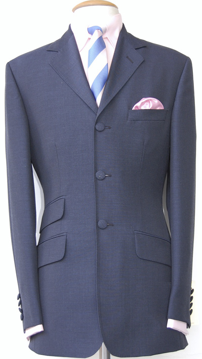 3 Button Tonic Suit - Dark Navy Mohair - Wool Blend