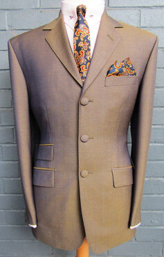 3 Button Mohair Suit - Gold-Blue 67% Superfine Wool 33% Kid Mohair 