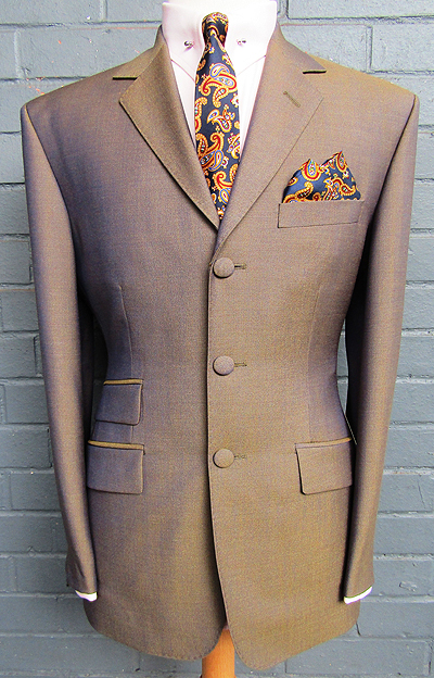 3 Button Mohair Suit - Gold-Blue 67% Superfine Wool 33% Kid Mohair