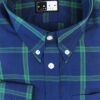 Button Down Collar Shirt - Navy & Green Check - Single 2 Button Cuffs - 100% Cotton