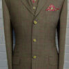 3 Button Single Breasted Check Suit - Green/Black with Red Over Check in 100% Superfine Wool