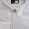 Pointed P T Collar Shirt - Long Sleeve Light Grey -Lilac Stripe - White Collar & Double Cuffs - Pin included