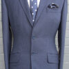 2 Button Waffle Weave Wool Suit - Navy - 2 side slanted flapped pockets with a centre vent