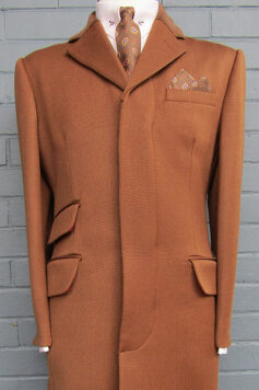 Overcoat - Caramel -100% Superfine Wool with Matching Velvet Collar