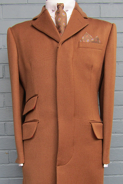 Overcoat - Caramel -100% Superfine Wool with Matching Velvet Collar