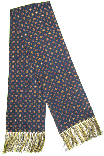 Silk Scarves - Navy Blue Paisley