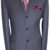 3 Button Stripe Suit - Black & Burgundy Stripe - 100% Superfine Wool Worsted