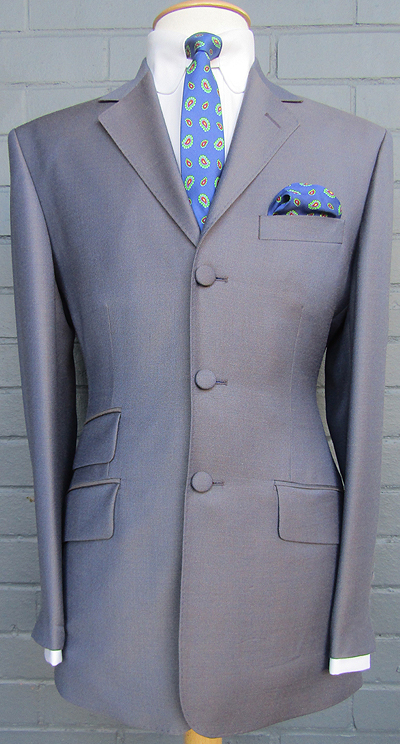 3 Button Mohair Suit - Blue/Gold Tonic 65% Superfine Wool 20% Polyester 15% Kid Mohair