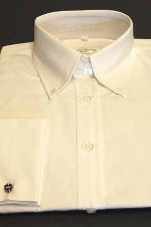 Button Down Collar Shirt - White - 100% Cotton