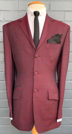 3 Button Mohair Suit - Claret 3 Ply Mohair - 65% Superfine Wool, 35% Kid Mohair