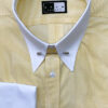 Pointed Pin Through Collar Shirt Lemon Narrow Stripe with White Contrast Collar and Double Cuffs in 100% Cotton.