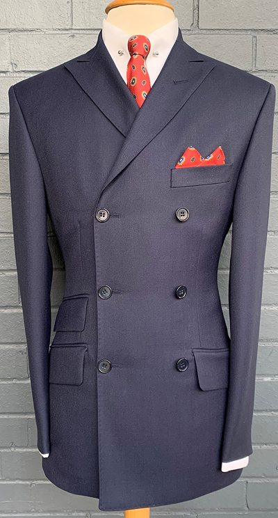 Double Breasted Suit - All Wool Button Three Show Six Navy Suit  - Pure Wool Two Piece