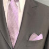 Slim Woven Silk Tie - Light Lilac Herringbone