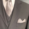 Slim Woven Silk Tie - Silver Herringbone