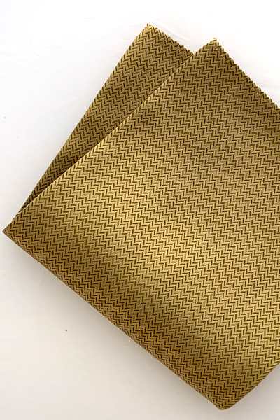 Silk Handkerchief - Gold Herringbone - 100% Woven Silk