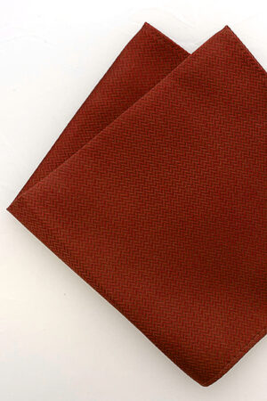 Silk Handkerchief - Ox-Blood Herringbone - 100% Woven Silk