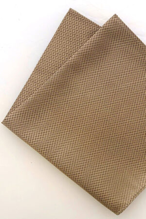 Silk Handkerchief - Tan Herringbone - 100% Woven Silk