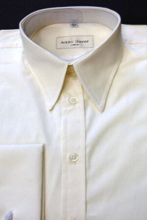 Spear Point Collar Shirt - Plain Ivory-Cream Poplin - 100% Cotton