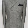 Double Breasted Suit - Button Three Show Six Small Black & White Dog Tooth- 100% Superfine Wool Two Piece