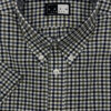 Button Down Short Sleeve Shirt - Brown/Blue/Black Double Gingham - 100% Cotton