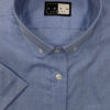 Button Down Penny Round Short Sleeve Shirt - Sky Blue - 100% Cotton Chambre