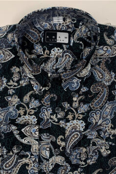 Button Down Collar Shirt - Green Paisley - Single 2 Button Cuffs - 100% Cotton