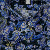 Button Down Collar Shirt - Blue Paisley - Single 2 Button Cuffs - 100% Cotton
