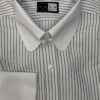 Tab Collar Shirt - Grey Stripe with White Contrast Collar & Double Cuffs - 100% Cotton