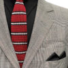 100% Silk Knitted Tie - Red with White & Black Stripes