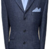Single Breasted 3 Button Jacket with Centre Vent, Blue - Herringbone - Lamb’s Wool